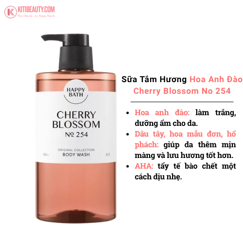 Happy Bath - Sữa Tắm Hương Hoa Anh Đào No 254 Cherry Blossom 910gr